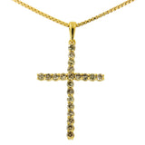 14K Yellow Gold Plated .925 Sterling Silver 1/2 Cttw Champagne Diamond Cross Pendant Necklace (K-L Color, I1-I2 Clarity) - 18" by Haus of Brilliance