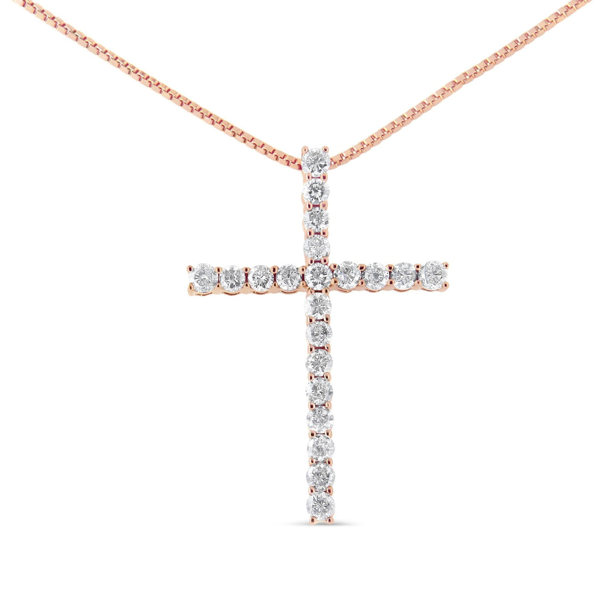 .925 Sterling Silver 1.0 Cttw Champagne Diamond Gold Cross Pendant Necklace for Women (Champagne Color, I1-I2 Clarity)- 18 inch by Haus of Brilliance