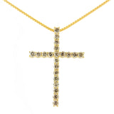 .925 Sterling Silver 1.0 Cttw Champagne Diamond Gold Cross Pendant Necklace for Women (Champagne Color, I1-I2 Clarity)- 18 inch by Haus of Brilliance