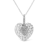 .925 Sterling Silver Pave-Set Diamond Accent Heart Shape 18" Pendant Necklace (I-J Color, I1-I2 Clarity) by Infinite Jewels