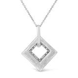 .925 Sterling Silver Pave-Set Diamond Accent Kite Shape 18" Pendant Necklace (I-J Color, I1-I2 Clarity) by Infinite Jewels