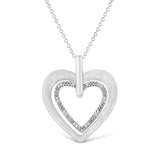 .925 Sterling Silver Prong-Set Diamond Accent Double Heart 18" Pendant Necklace (I-J Color, I1-I2 Clarity) by Haus of Brilliance