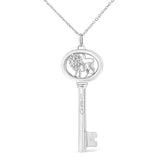 .925 Sterling Silver Diamond Accent Zodiac Key 18" Pendant Necklace (K-L Color, I1-I2 Clarity) by Infinite Jewels