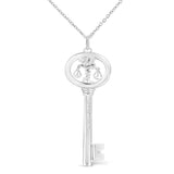 .925 Sterling Silver Diamond Accent Zodiac Key 18" Pendant Necklace (K-L Color, I1-I2 Clarity) by Haus of Brilliance