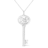 .925 Sterling Silver Diamond Accent Zodiac Key 18" Pendant Necklace (K-L Color, I1-I2 Clarity) by Haus of Brilliance