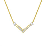 14K Yellow and White Gold 1/4 Cttw Princess Cut Diamond Channel-Set “V” Shape 18" Pendant Necklace (H-I Color, SI2-I1 Clarity) by Infinite Jewels