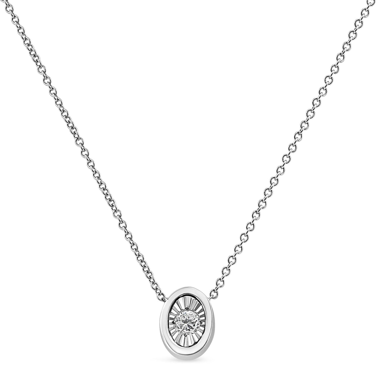 10K White Gold 1/10 Cttw Miracle Set Round-Cut Diamond 18" Pendant Necklace - Choice of Shape by Haus of Brilliance