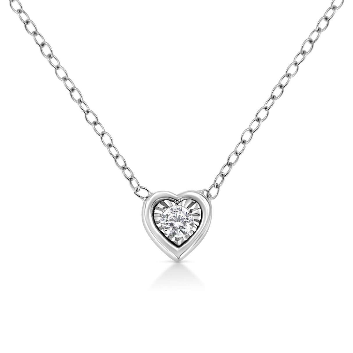 10K White Gold 1/10 Cttw Miracle Set Round-Cut Diamond 18" Pendant Necklace - Choice of Shape by Haus of Brilliance