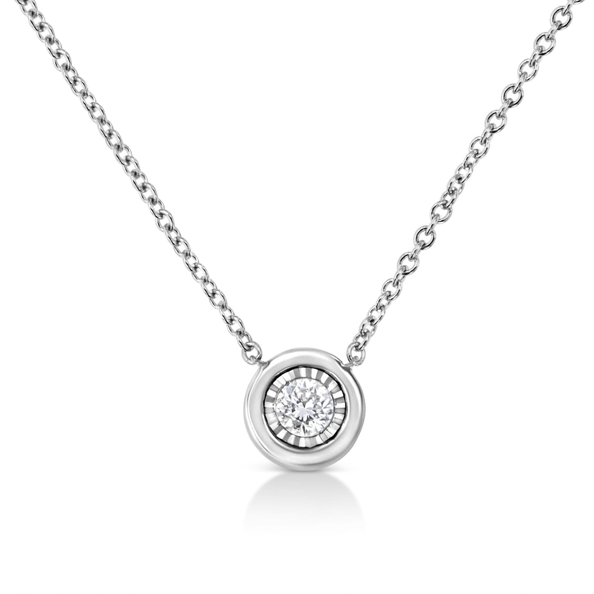 10K White Gold 1/10 Cttw Miracle Set Round-Cut Diamond 18" Pendant Necklace - Choice of Shape by Haus of Brilliance