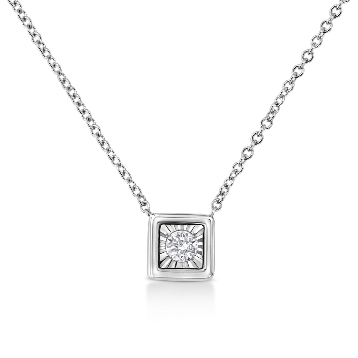 10K White Gold 1/10 Cttw Miracle Set Round-Cut Diamond 18" Pendant Necklace - Choice of Shape by Haus of Brilliance