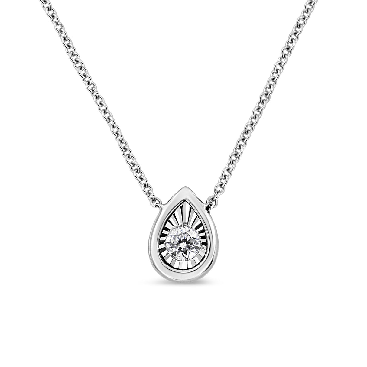 10K White Gold 1/10 Cttw Miracle Set Round-Cut Diamond 18" Pendant Necklace - Choice of Shape by Haus of Brilliance