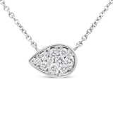 14K White Gold 1/4 Cttw Round Diamond Composite Teardrop Shape 18" Pendant Necklace - (G-H Color, SI2-I1 Clarity) by Infinite Jewels