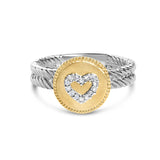 18K Yellow Gold Plated .925 Sterling Silver Diamond Heart Ring with Satin Finish (I-J Color, SI1-SI2 Clarity) by Haus of Brilliance