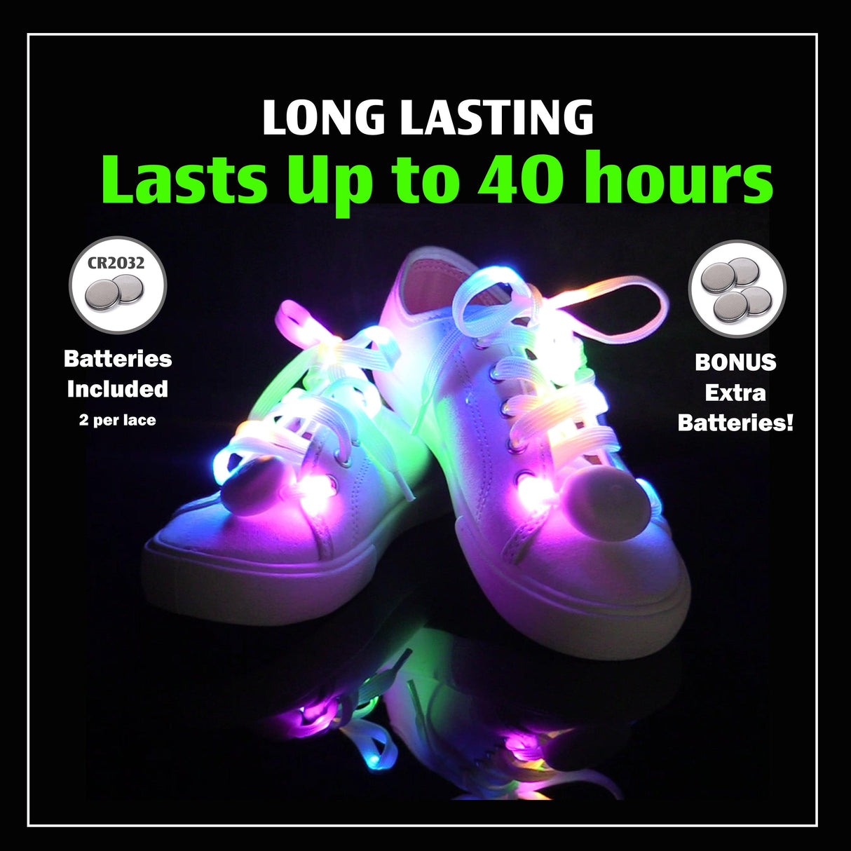 5 Color LED Light Up Shoe Laces Flashing Glow in the Dark White Tie Shoelaces for Sneakers, Skates, 45 inch by The Noodley - Vysn