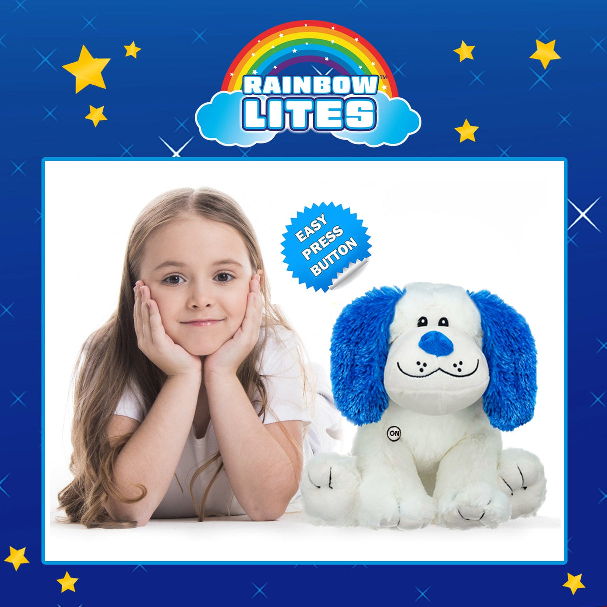 Rainbow Lites Puppy Dog Glow Plush LED Night Light Up Stuffed Animal (16 inch) by The Noodley