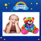 Rainbow Lites Light Up Teddy Bear Stuffed Animal Plush LED Night Light Gift Box (16 inch, Batteries Included) by The Noodley