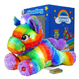 Rainbow Unicorn LED Light Up Stuffed Animal Glow Plush Sleep Toy Night Light for Girls 12 inch by The Noodley