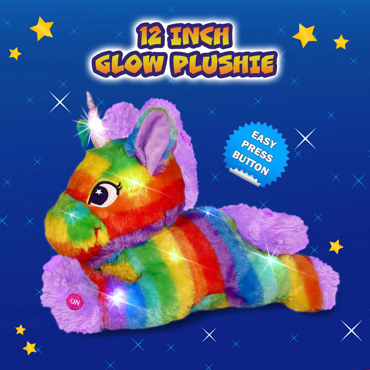 Rainbow Unicorn LED Light Up Stuffed Animal Glow Plush Sleep Toy Night Light for Girls 12 inch by The Noodley