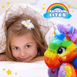 Rainbow Unicorn LED Light Up Stuffed Animal Glow Plush Sleep Toy Night Light for Girls 12 inch by The Noodley