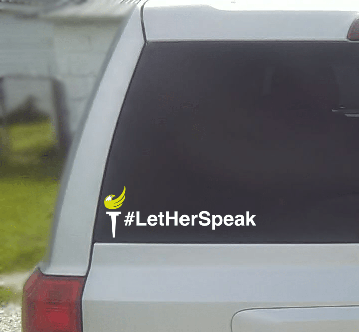 Libertarian Party Torch #LetHerSpeak Vinyl Window Decal (Large) by Proud Libertarian