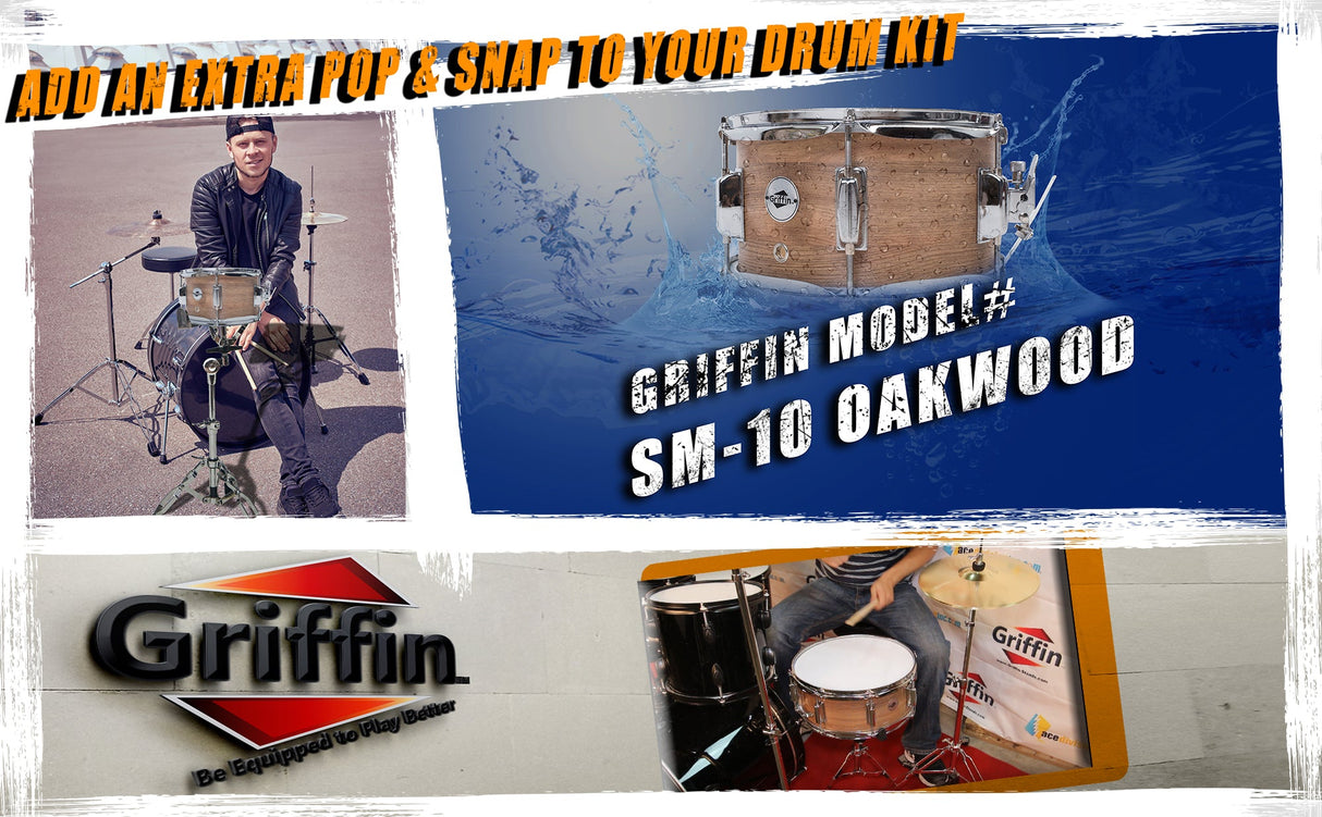 Popcorn Soprano Snare Drum by GRIFFIN - Acoustic Firecracker 10"x6" Poplar Wood Shell with Oakwood by GeekStands.com