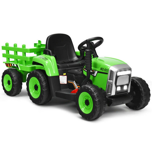 12V Ride on Tractor with 3-Gear-Shift Ground Loader for Kids 3+ Years Old-Green