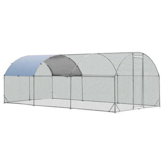 6.2 Feet/12.5 Feet/19 Feet Large Metal Chicken Coop Outdoor Galvanized Dome Cage with Cover-L