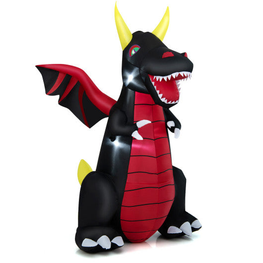 8 Feet Halloween Inflatable Fire Dragon  Decoration with LED Lights