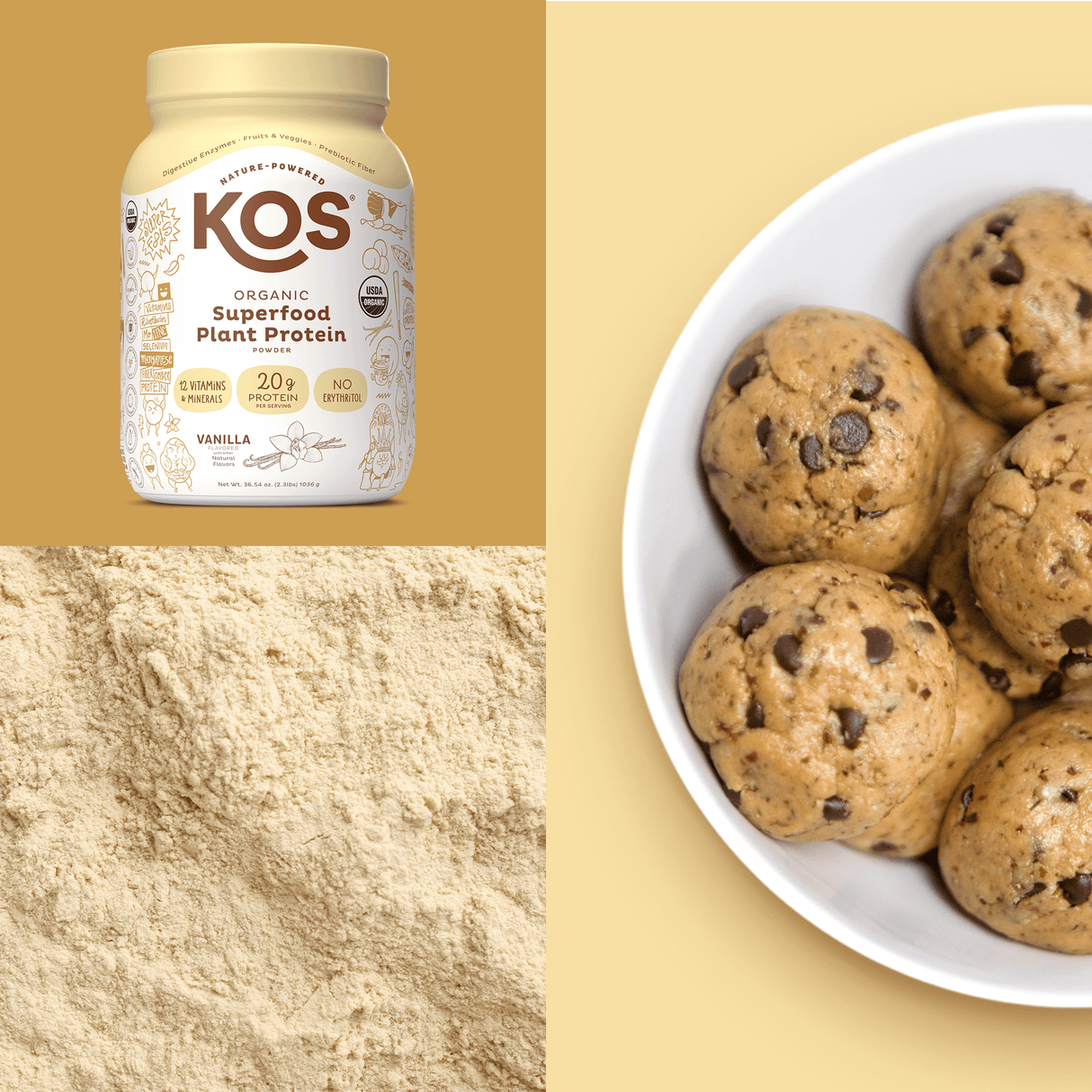 KOS Organic Plant Protein, Vanilla, 28 Servings by KOS.com