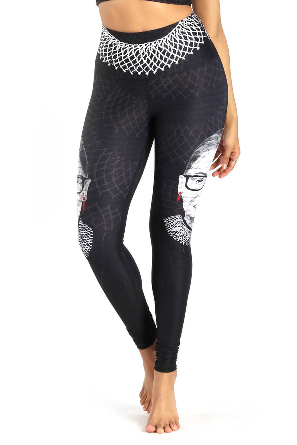 Notorious RBG Printed Yoga Leggings by Yoga Democracy