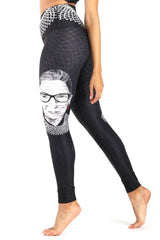 Notorious RBG Printed Yoga Leggings by Yoga Democracy