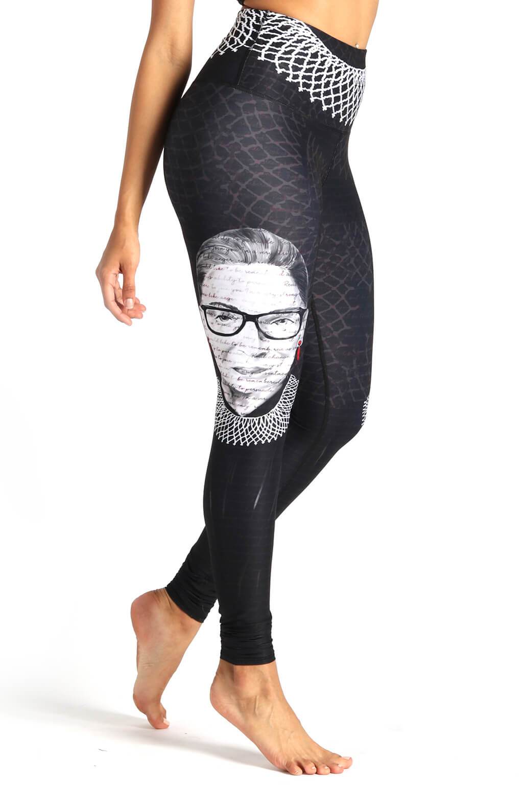 Notorious RBG Printed Yoga Leggings by Yoga Democracy