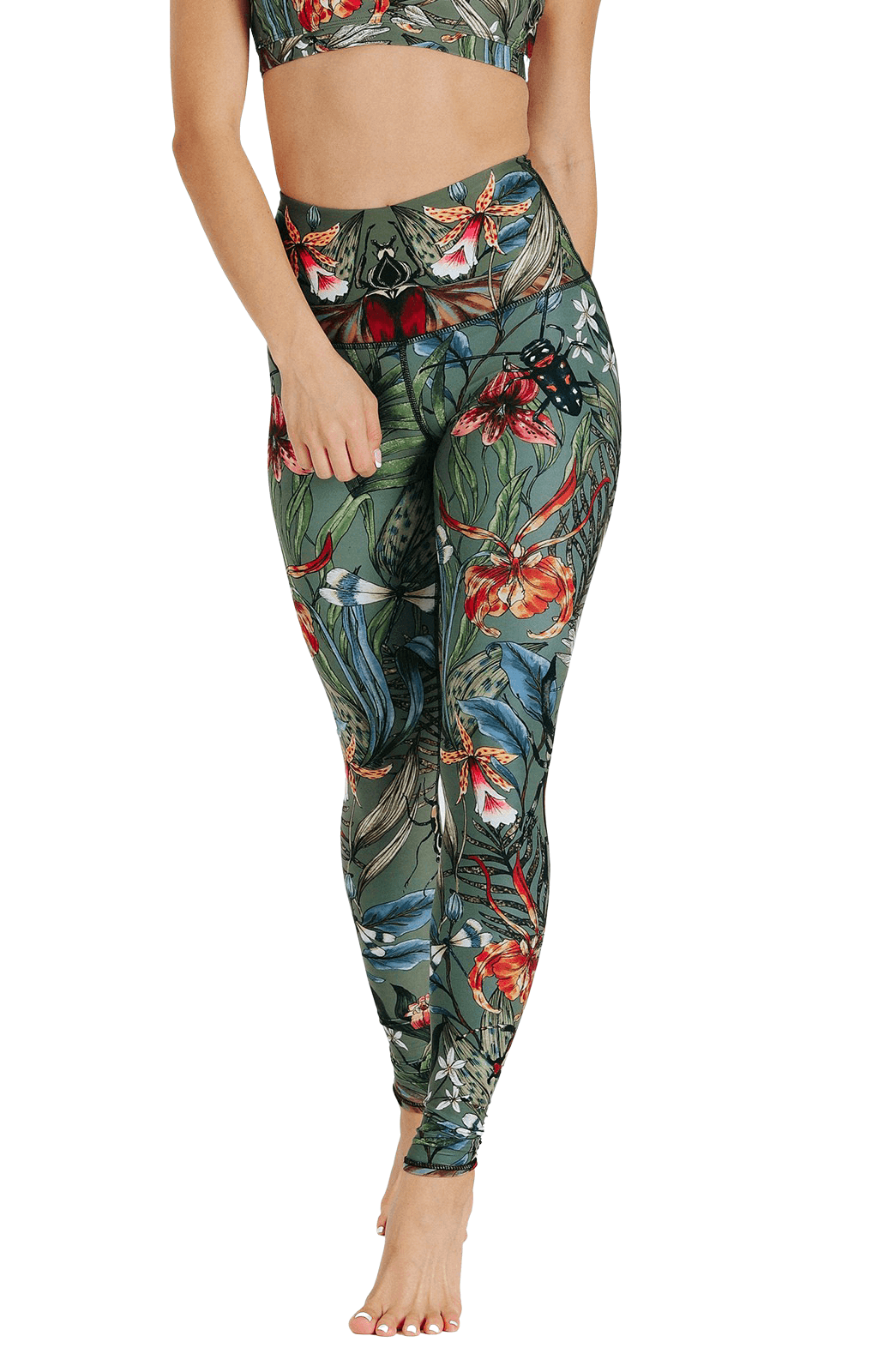 Green Thumb Printed Yoga Leggings by Yoga Democracy