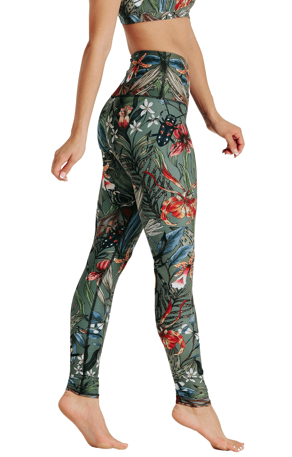 Green Thumb Printed Yoga Leggings by Yoga Democracy