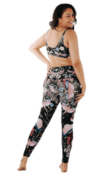 Pretty in Black Printed Yoga Legging by Yoga Democracy