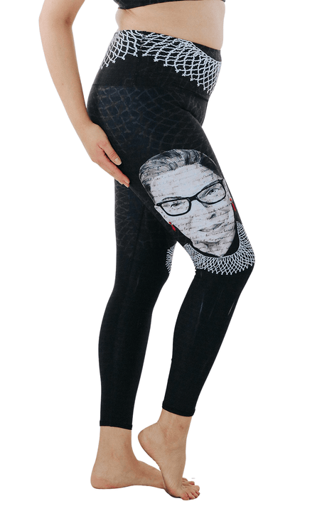 Notorious RBG Printed Yoga Leggings by Yoga Democracy