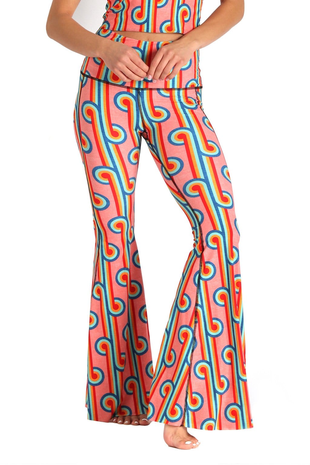 Rainbow Chaser Printed Bell Bottoms by Yoga Democracy