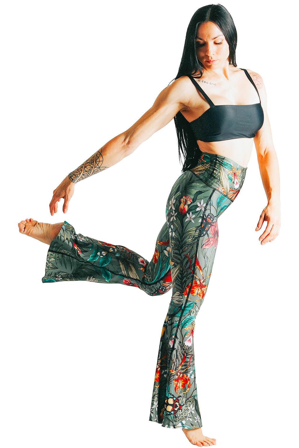 Green Thumb Printed Bell Bottoms by Yoga Democracy