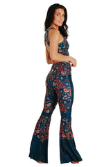 Festival Denim Printed Bell Bottoms by Yoga Democracy