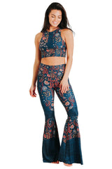 Festival Denim Printed Bell Bottoms by Yoga Democracy