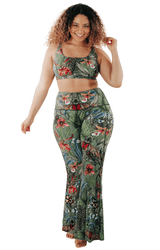 Green Thumb Printed Bell Bottoms by Yoga Democracy