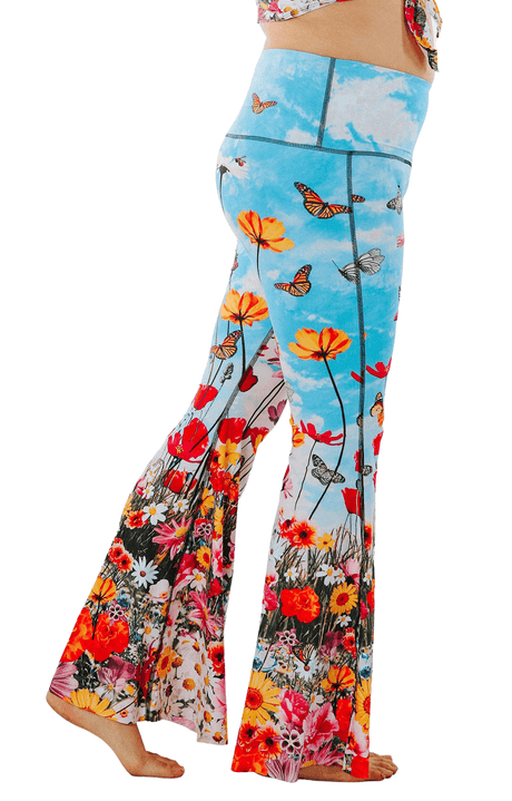 Flower Bomb Printed Bell Bottoms by Yoga Democracy