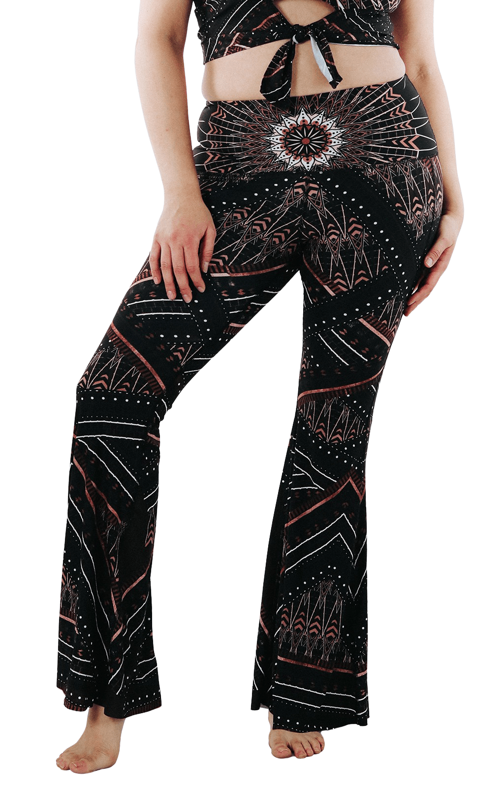 Humble Warrior Printed Bell Bottoms by Yoga Democracy