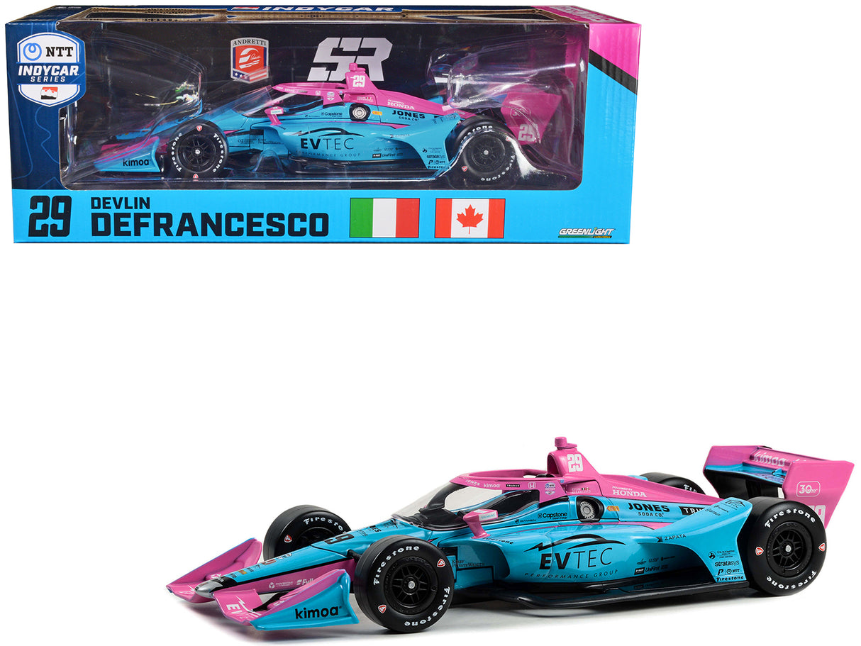 Dallara IndyCar #29 Devlin DeFrancesco "EVTEC Performance Group" Andretti Steinbrenner Autosport (Road Course Configuration) "NTT IndyCar Series" (2023) 1/18 Diecast Model Car by Greenlight