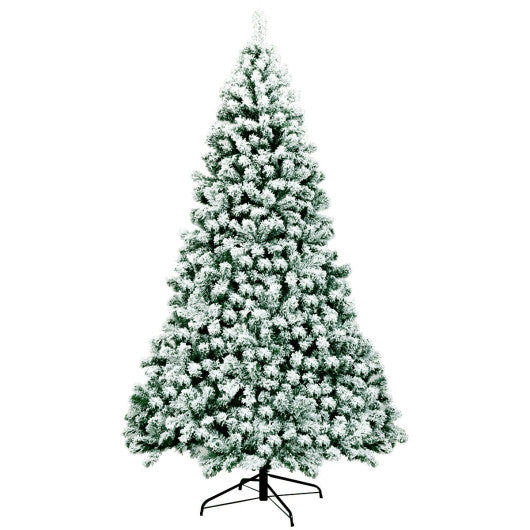 7.5 Feet Pre-Lit Premium Snow Flocked Hinged Artificial Christmas Tree with 550 Lights