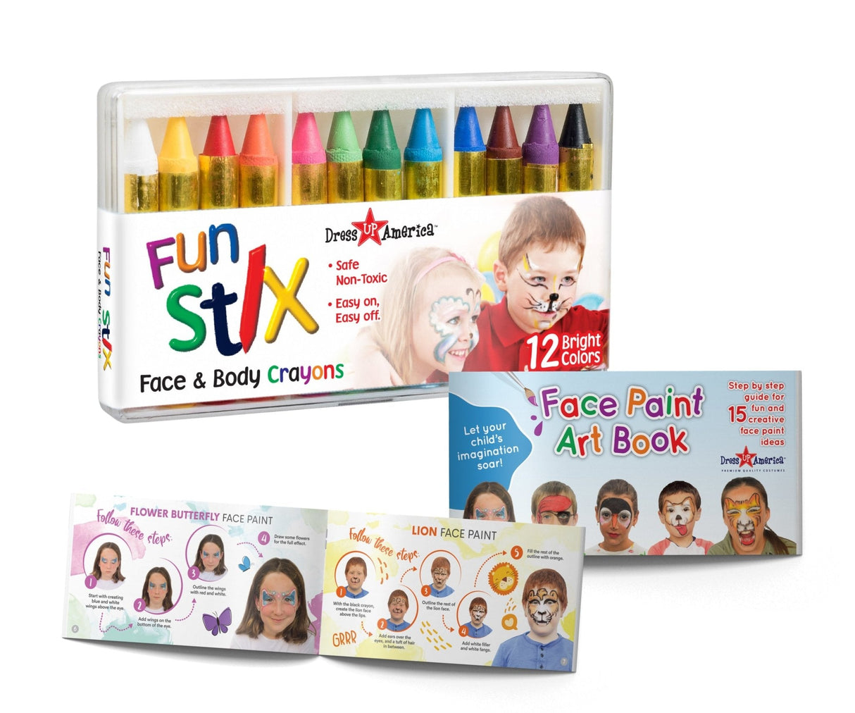 12 Face Paint Crayons Set by Dress Up America