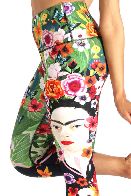 Kahlo Printed Yoga Crops by Yoga Democracy