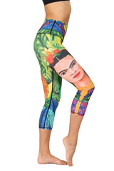 Frida Printed Yoga Crops by Yoga Democracy