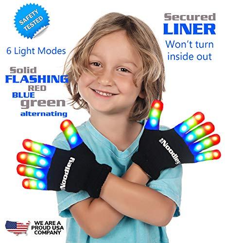 2 Pairs LED Gloves Light up Toys for Boys & Girls Cool Gifts for Kids & Teens - Extra Batteries by The Noodley - Vysn