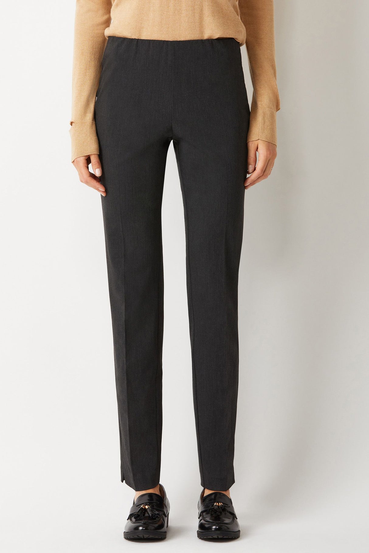 Ecru Designs Mid Waist Solid Stretch Crepe Pant by Curated Brands